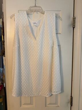 Market & Spruce White Textured V-Neck Sleeveless Tunic